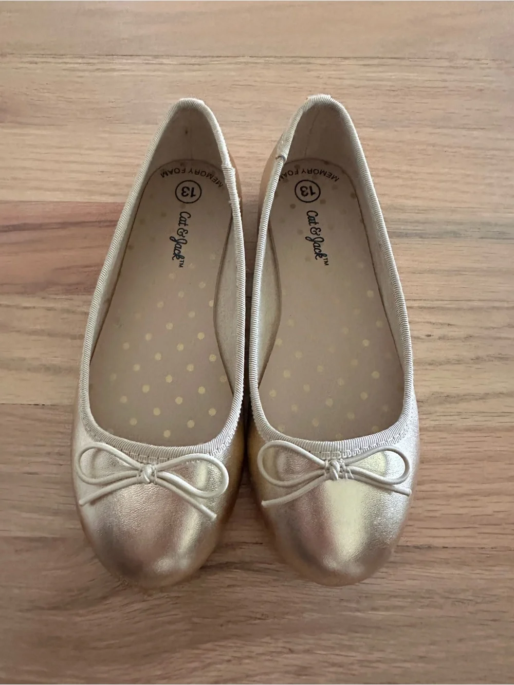 Cat & Jack Metallic Gold Girls' Ballet Flats with Bow